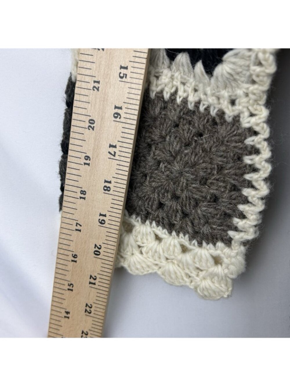 Rhea Wollon Jacket 100% Wool Cardigan L/XL Open Front Collared Crochet Flowers - Picture 5 of 16